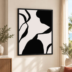 Abstract Black Line Artwork Over Beige Background | Abstract Fashion Artwork #00571