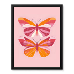 Beautiful Pink & Orange Butterflies | Abstract Floral Artwork #00573