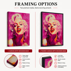 Marilyn Monroe Red Lips Artwork Over Pink Background | Abstract Fashion Artwork #00574