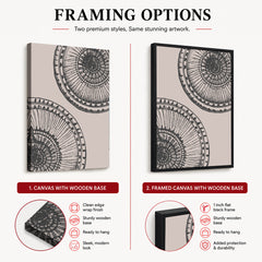Black & White Ring Style Artwork Over Beige Background | Abstract Fashion Artwork #00576