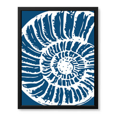 Beautiful White Fossil Shell Design Over Blue Background | Abstract Fashion Artwork #00580