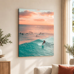 Beautiful Orange & Green View From A Beach | Abstract Nature Artwork #00581