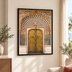 Aesthetic Historical Artwork Of A Door With Floral Wall | Abstract Historical Artwork #00585