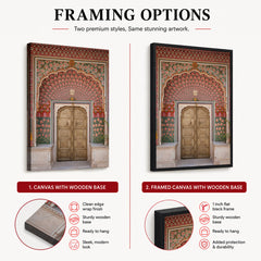 Aesthetic Historical Artwork Of A Door With Pink Floral Wall | Abstract Historical Artwork #00586