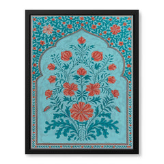 Aesthetic Mughal Era Artwork With Blue Background | Abstract Historical Artwork #00587