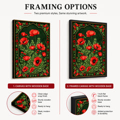 Aesthetic Red & Green Floral Cultural Artwork | Abstract Historical Artwork #00588
