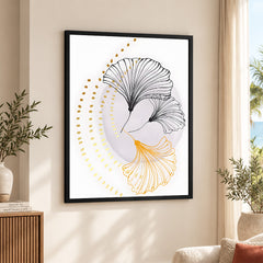 Black & Gold Line Flowers | Abstract Floral Artwork #006