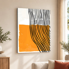 Black Lines Over Orange & White Background | Abstract Office Artwork #0065