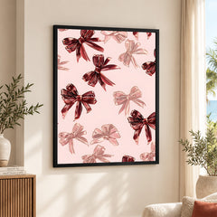 Elegant Ribbon Bows On Pink Background | Abstract Fashion Artwork #00657