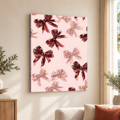 Elegant Ribbon Bows On Pink Background | Abstract Fashion Artwork #00657