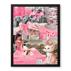Preppy Pink & White Collage Art | Abstract Fashion Artwork #00658