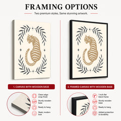 Tiger Portrait Design Over Beige Background | Abstract Animal Artwork #0066