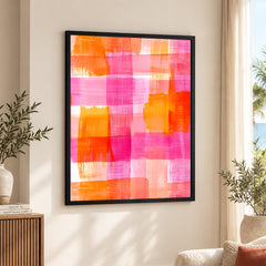 Abstract Pink & Orange Brush Paint Artwork | Abstract Fashion Artwork #00662
