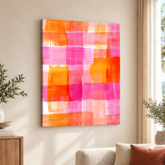 Abstract Pink & Orange Brush Paint Artwork | Abstract Fashion Artwork #00662