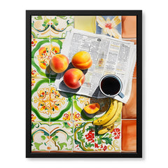 Fruits & Coffee On The Table With Newspaper | Abstract Fashion Artwork #00665