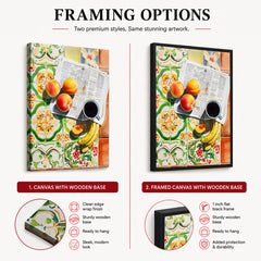 Fruits & Coffee On The Table With Newspaper | Abstract Fashion Artwork #00665