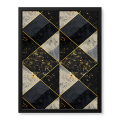 Black & Gray Geometric Artwork With Golden Shade | Abstract Fashion Artwork #00668