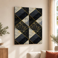 Black & Gray Geometric Artwork With Golden Shade | Abstract Fashion Artwork #00668
