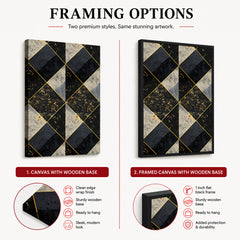 Black & Gray Geometric Artwork With Golden Shade | Abstract Fashion Artwork #00668