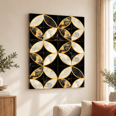 Black & Gold Geometric Shapes Artwork | Abstract Fashion Artwork #00669