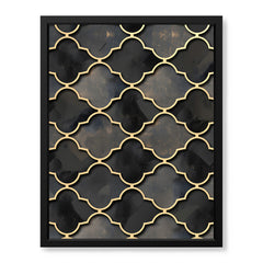 Black & Gray Geometric Shapes Artwork With Golden Lines | Abstract Fashion Artwork #00670