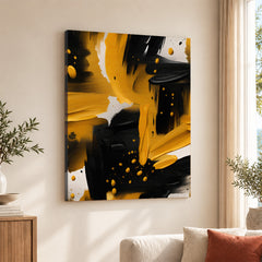 Black & Gold Abstract Brush Paint Stroke Artwork | Abstract Fashion Artwork #00672