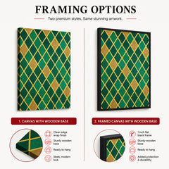 Abstract Green & Beige Geometric Artwork With Golden Lines | Abstract Fashion Artwork #00674