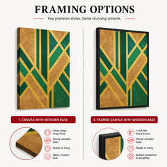 Green & Brown Artwork With Golden Lines | Abstract Fashion Artwork #00678