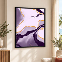 Abstract Pink & Purple Artwork With Golden Lines | Abstract Fashion Artwork #00679