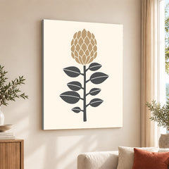 Beautiful Floral Portrait Over Beige Background | Abstract Floral Artwork #0068