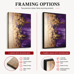 Abstract Beige & Purple Artwork With Golden Foil | Abstract Fashion Artwork #00680