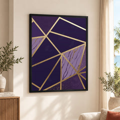 Abstract Pink & Purple Geometric Artwork With Golden Lines | Abstract Fashion Artwork #00682