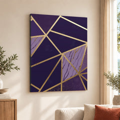 Abstract Pink & Purple Geometric Artwork With Golden Lines | Abstract Fashion Artwork #00682