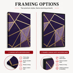 Abstract Pink & Purple Geometric Artwork With Golden Lines | Abstract Fashion Artwork #00682