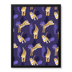 Tiger Portrait Design Over Pink & Purple Background | Abstract Fashion Artwork #00683