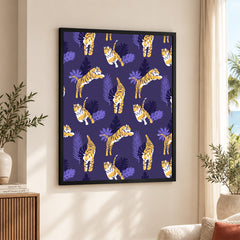 Tiger Portrait Design Over Pink & Purple Background | Abstract Fashion Artwork #00683