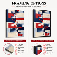 Abstract Red & Blue Geometric Shape Artwork | Abstract Fashion Artwork #00689