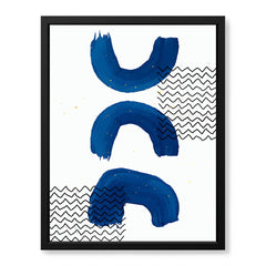 Black Lines Over Blue Paint Strokes With White Background | Abstract Office Artwork #0069