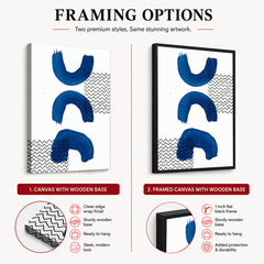 Black Lines Over Blue Paint Strokes With White Background | Abstract Office Artwork #0069