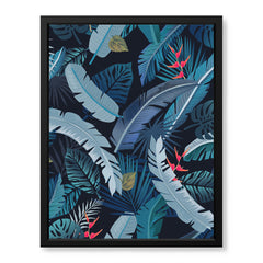 Green & Blue Exotic Leaves Artwork | Abstract Floral Artwork #00693