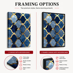 Gray & Blue Artwork With Golden Lines | Abstract Signature Artwork #00694