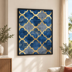 Gray & Blue Artwork With Golden Shades | Abstract Signature Artwork #00696