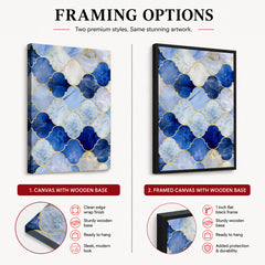 Blue & Gold Marble Style Quatrefoil Pattern | Abstract Signature Artwork #00697