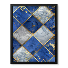 Blue Gray & Gold Geometric Style Pattern | Abstract Signature Artwork #00699