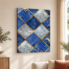 Blue Gray & Gold Geometric Style Pattern | Abstract Signature Artwork #00699