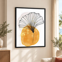 Black & Gold Line Flowers | Abstract Floral Artwork #007
