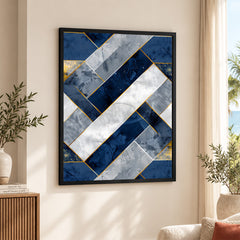 Blue Gray & Gold Mystic Marble Style Pattern | Abstract Signature Artwork #00700
