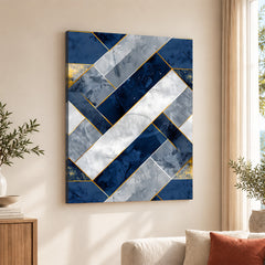 Blue Gray & Gold Mystic Marble Style Pattern | Abstract Signature Artwork #00700