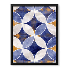 Blue & Beige Marble Style Pattern With Gold Shades | Abstract Signature Artwork #00703