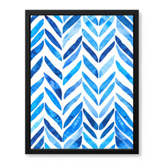 Blue and White Leaf Pattern Design | Abstract Floral Artwork #00704